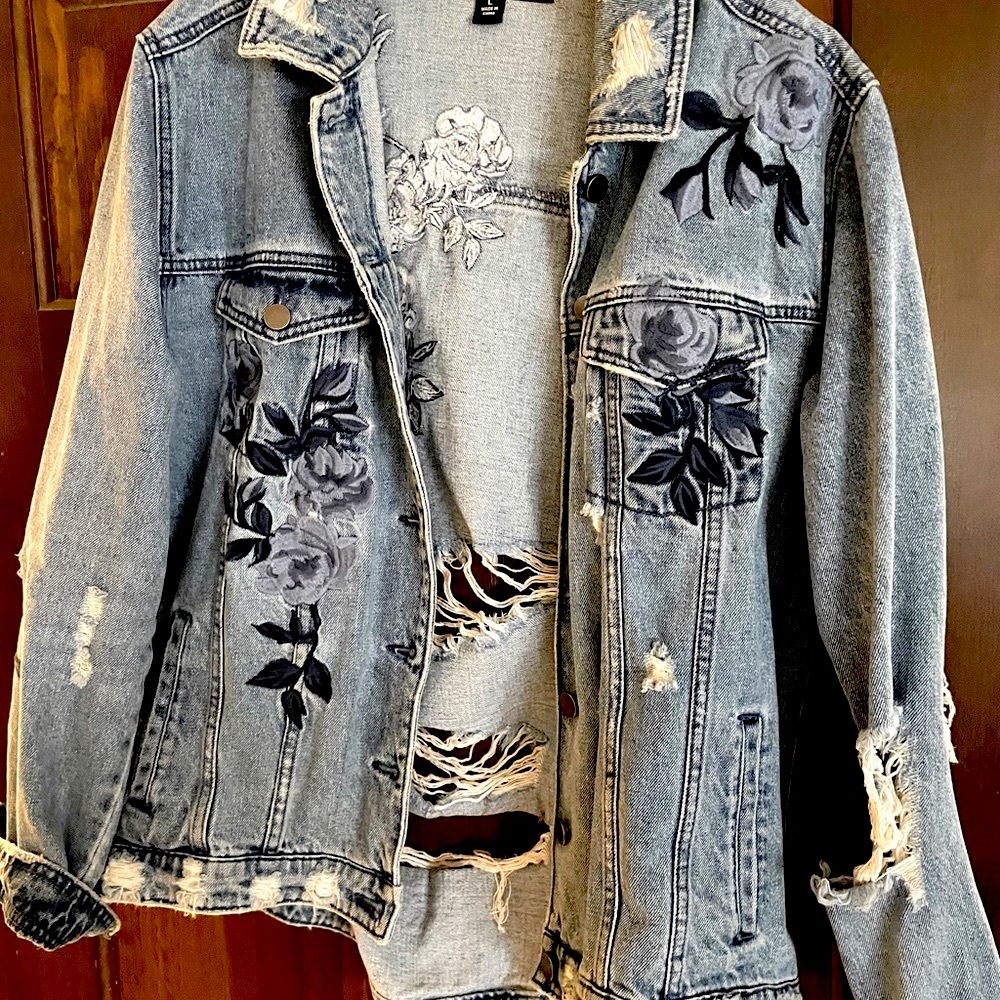 Jean jacket- distressed.